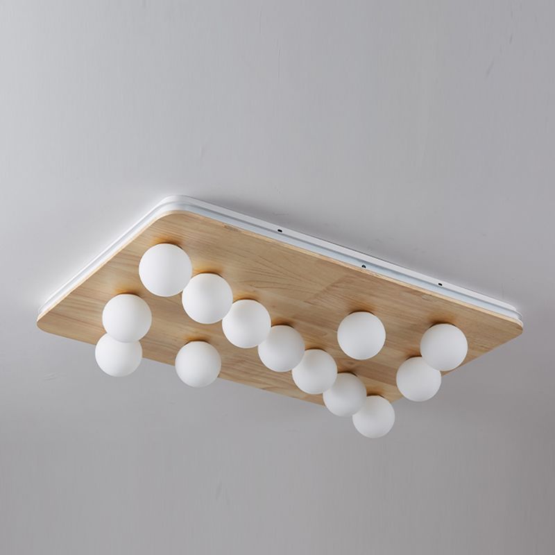 Contemporary Geometric Flush Light Fixture Wood Flush Mount Ceiling Fixture in Brown