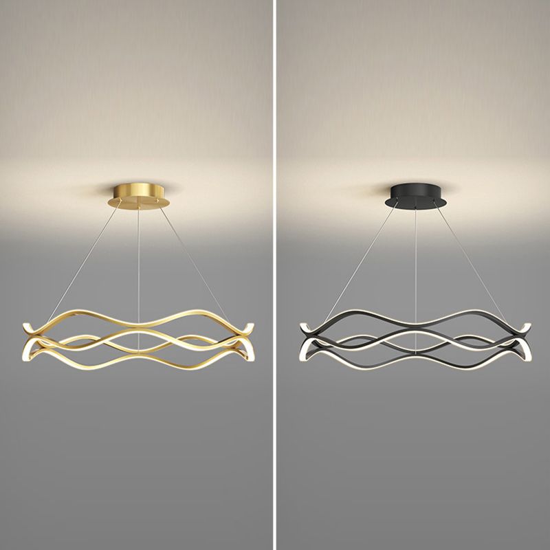 Wave Shape Chandelier Pendant Light Minimalist LED Metal Chandelier Lighting