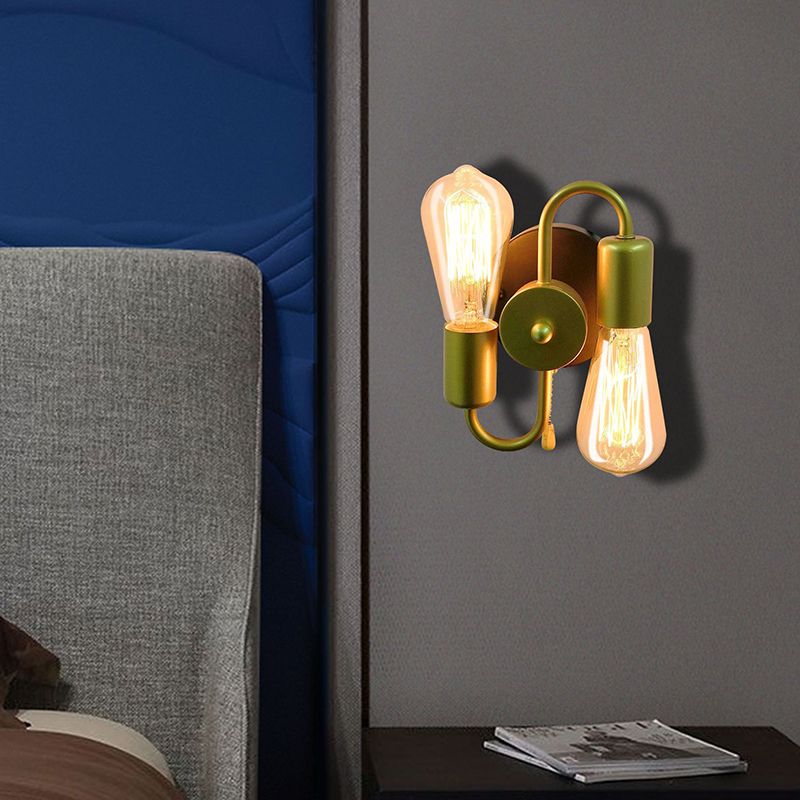 2 Light Unique Shape Wall Mount Light Fixture Industrial Wall Mounted Lighting in Gold