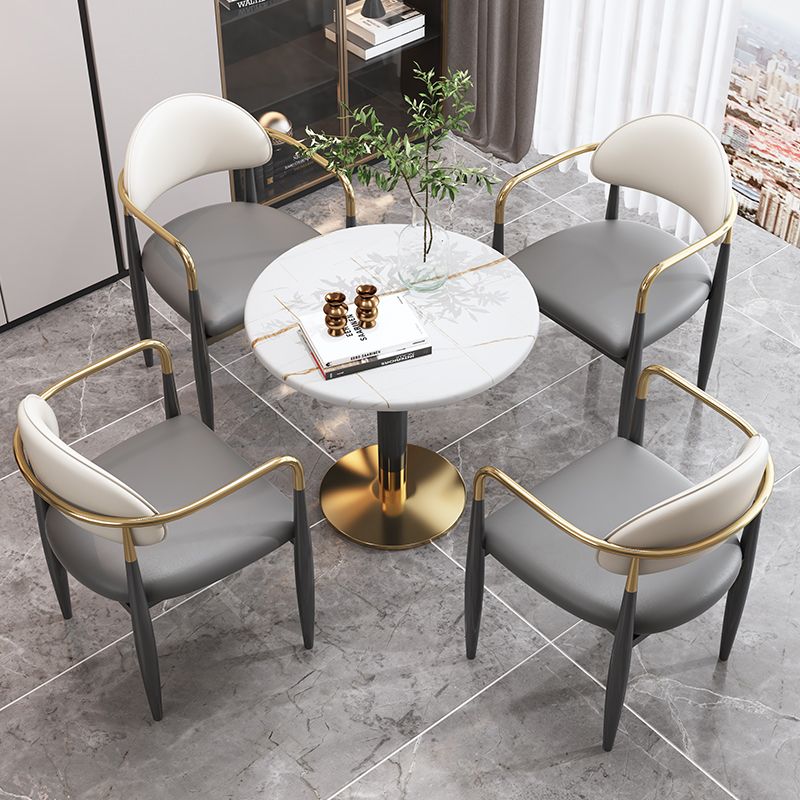 Modern Style Dining Chair Leather Open Back Arm Chair for Dining Room