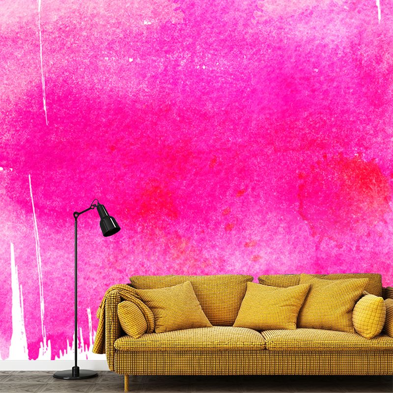 Pink Brush Stroke Wall Covering Mural Water-Resistant Wall Decor for Living Room