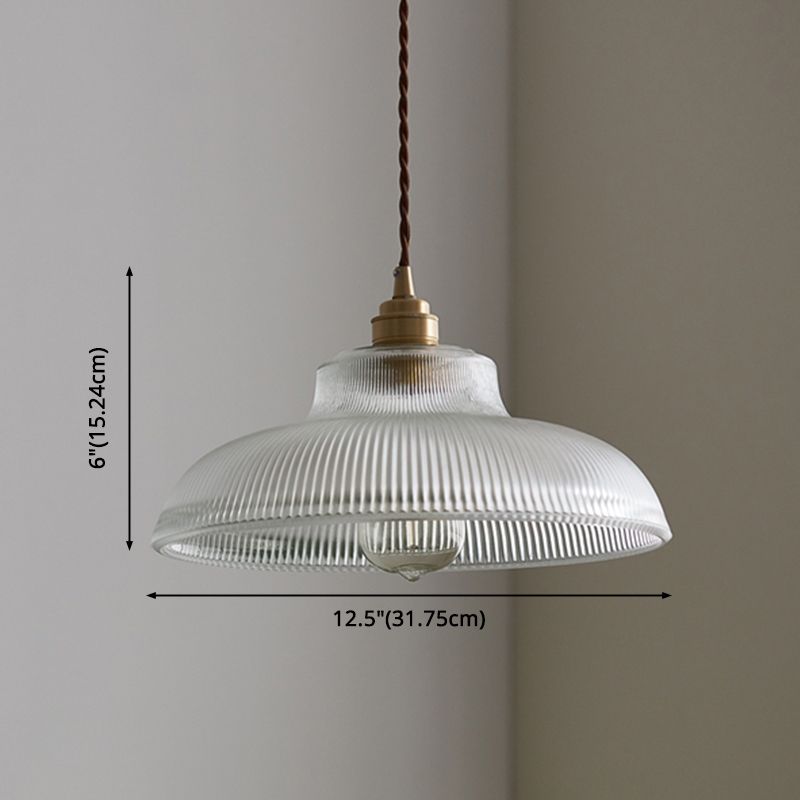Retro Industrial 1 Light Pendant Prismatic Glass Dome Pendant Lighting  for Living Room