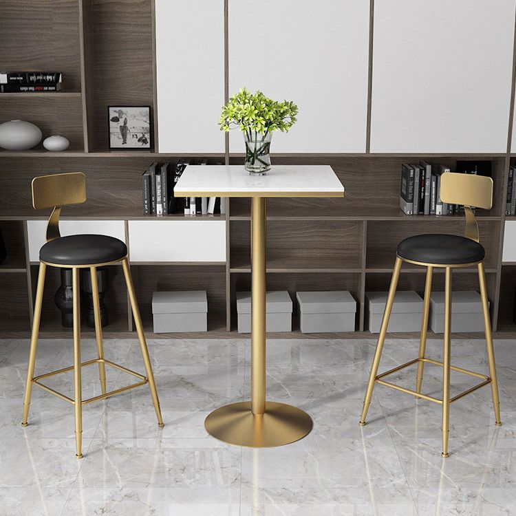 Glam Style Gold Iron Bar Table Marble Top Bistro Table - 21.6"W x 41.3"H