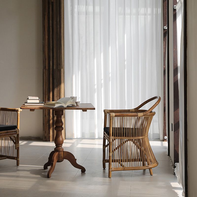 Modern Style Arm Chair Slat Back Dining Accent Chair for Kitchen