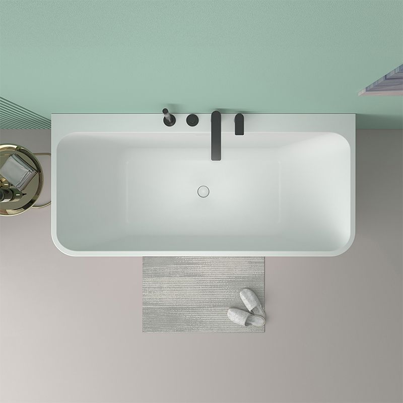 Modern Stone Rectangular Tub Soaking 22.05" Wide Bath with Overflow Trim Bath