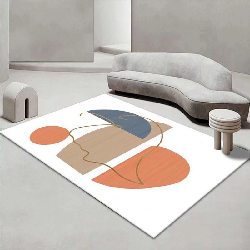Orange Modern Rug Polyester Color Piece Rug Stain Resistant Rug for Living Room