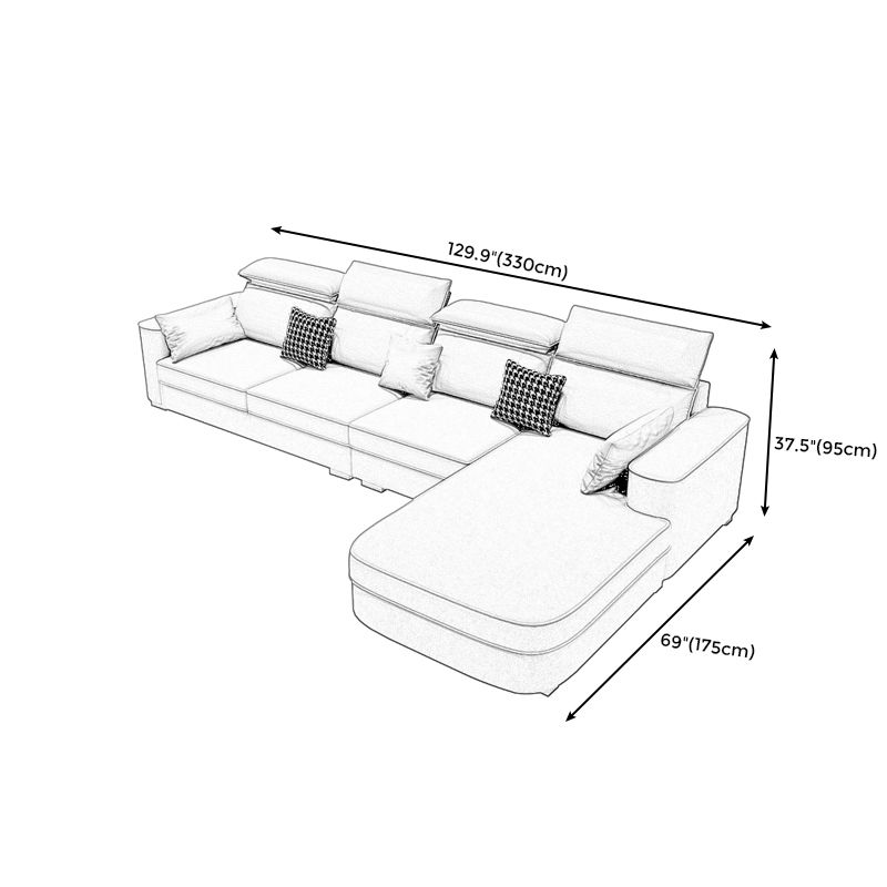 L-Shape High Back Faux leather Square Arm Sectional with Stain-Resistant