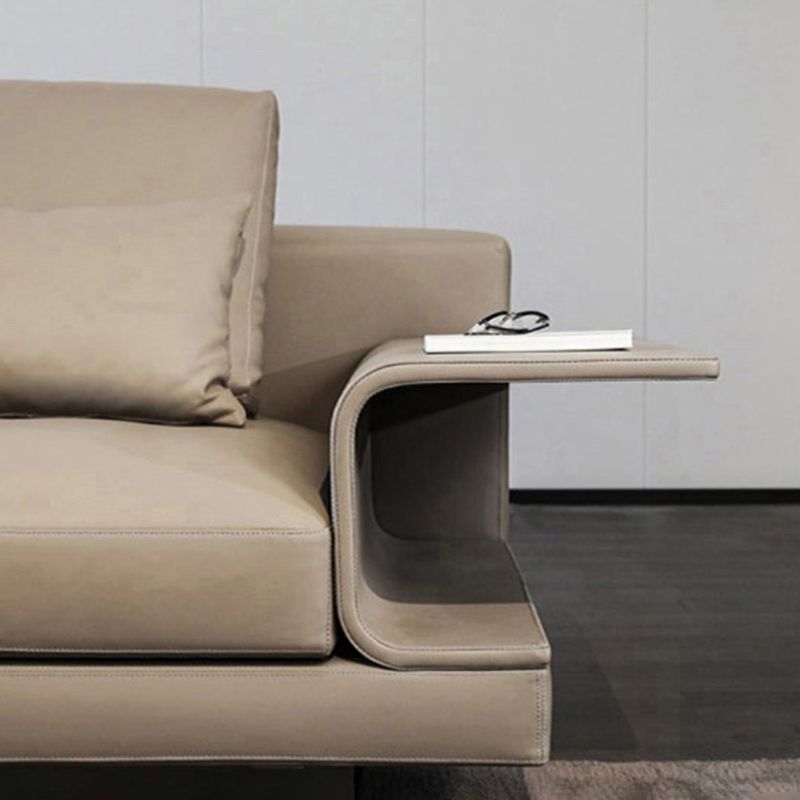 Scandinavian Light-grey Loose Back Square Arm Living Room Seating