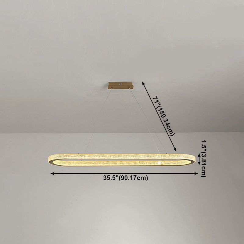 Modern Style Island Pendant Oval Shaped Metal 1 Light Island Light in Gold