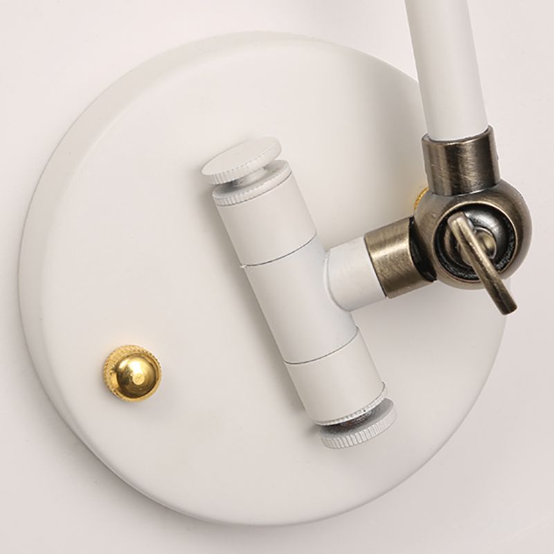 Cone Wall Lighting Fixture Industrial Style Metal 1 Bulb Black/White Wall Sconce Light with Swing Arm for Bedroom