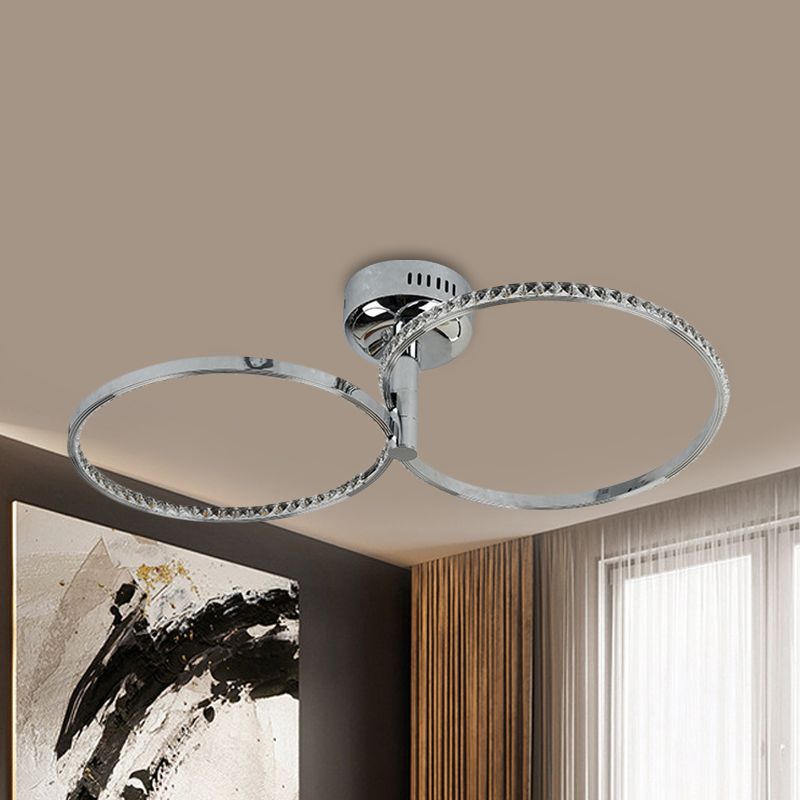 Hoop métallique semi-flush Mount de style moderne plafond plafond monté en acier inoxydable, lumière chaude