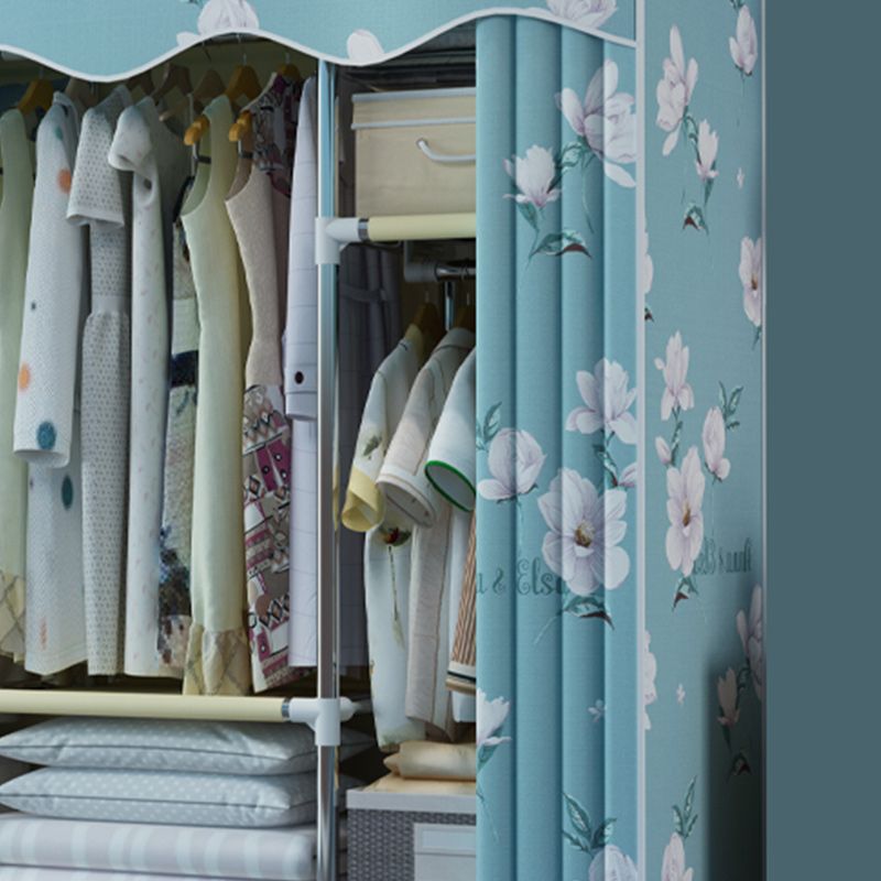 Steel Frame Wardrobe Armoire Contemporary Style Wardrobe with Shelves