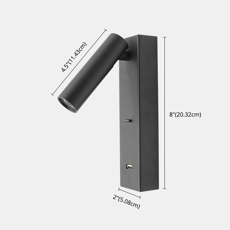 Nordic Minimalism Bedside LED Reading Lamp 350° Rotatable Spotlight Wall Sconce with Switch