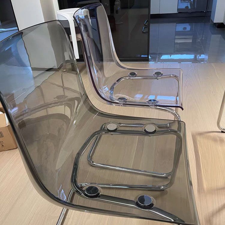Acrylic Dining Armchair Contemporary Side Chair with Silver Base