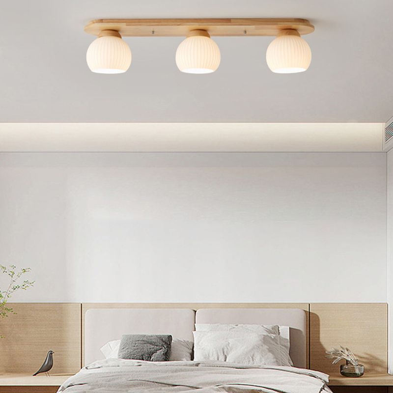 Drum Shape Glass Flush Ceiling Light Modern Multi Lights Flush Mount Light Fixture