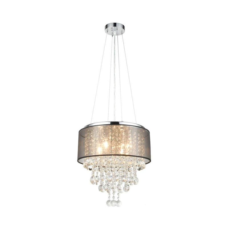 Chrome 6 Heads Chandelier Iluminación tradicionalismo Biselado K9 Cilíndrico Cilindro Luz de techo