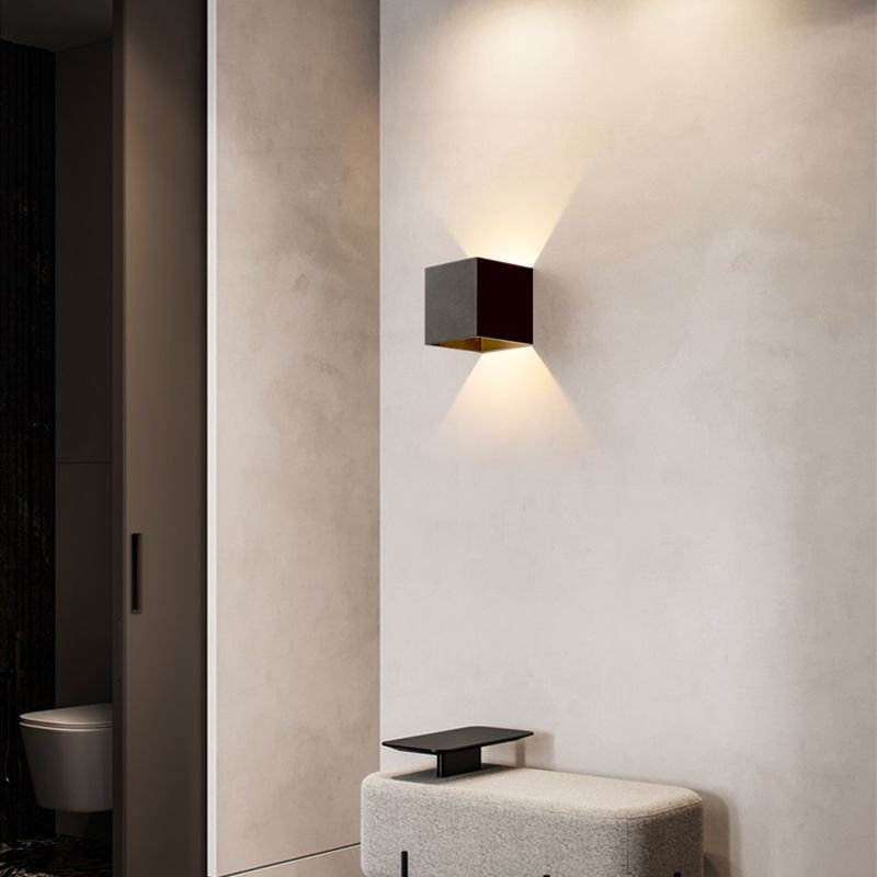 Square Shade Metal Wall Sconce Modern Style 2 Lights Wall Mount Light Fixture