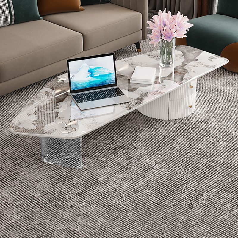 Modern Acrylic Legs Coffee Table Slate Coffee Table for Living Room