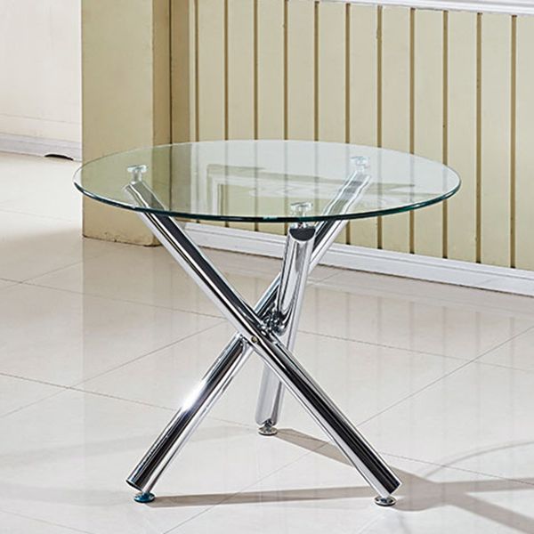 Ronde vorm transparant eettafel glazen tafel minimalistisch met 3 poten