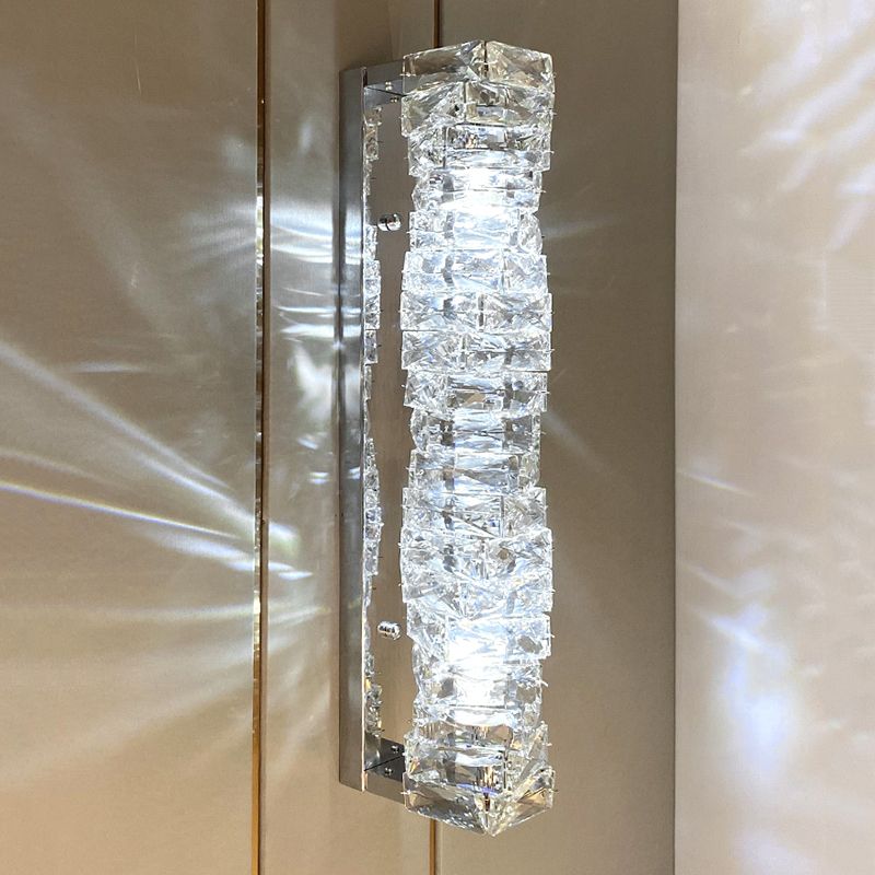 Lámpara de pared de acero inoxidable de pared LED rectangular moderna de lujo con sombra de cristal