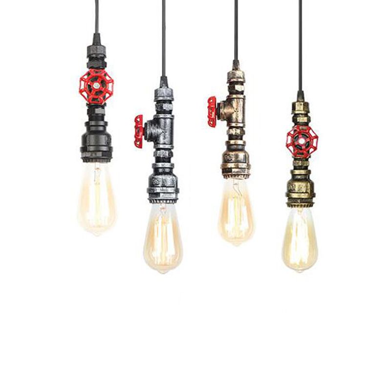 Pipada de agua de 1 luces Luz colgante Vintage Estilo industrial Flexión de iluminación de bombilla desnuda para restaurantes Cafetería