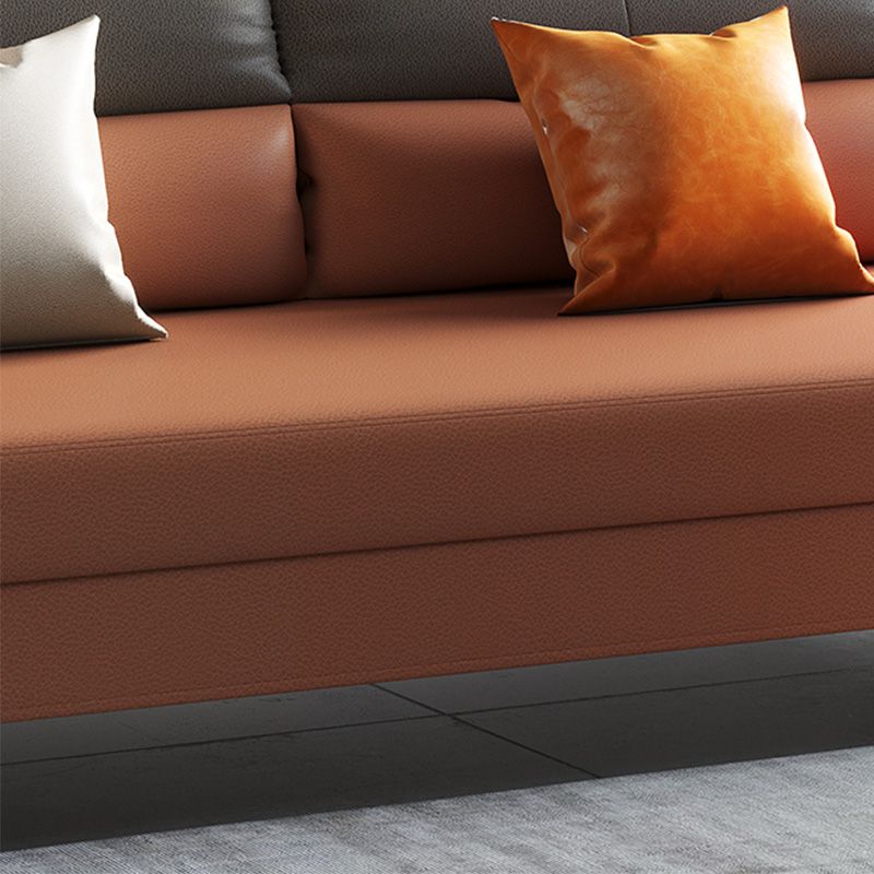 Glam Sewn Pillow Back Standard Armless Living Room Faux Leather Sofa