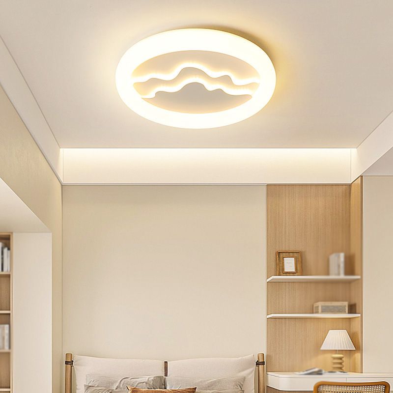 Minimalist LED Flush Mount Acrylic Round Ceiling Flush in White Finish