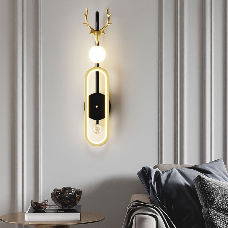 Nordic Metal Wall Light Geometric Antlers Shape 2 Lights Wall Sconce for Bedroom