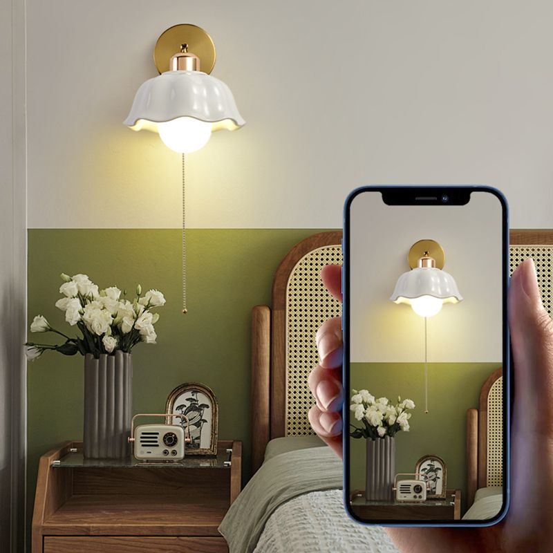 Dome Wall Lighting Simplicity 1 Light Rustic Wall Sconces in White