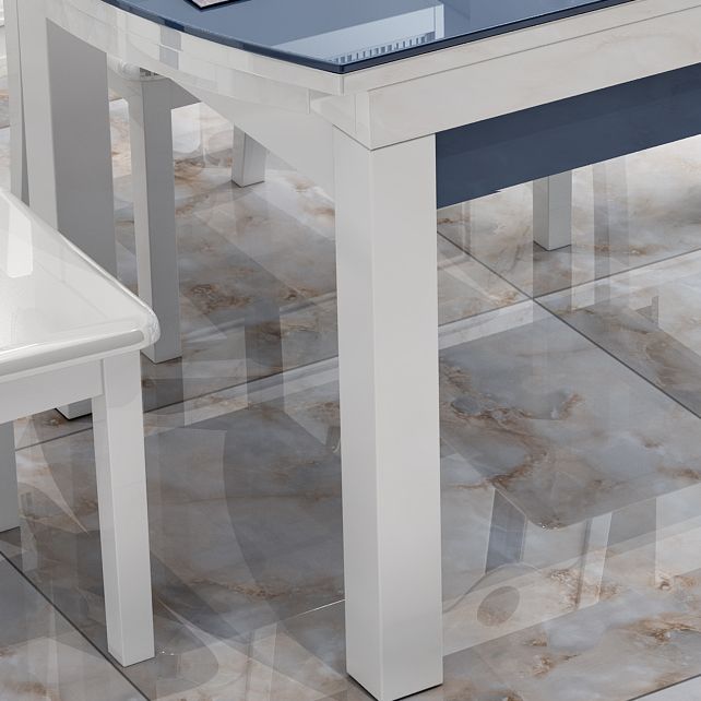 Modern Scalable Glass Desktop Metal Legs Dining Table for Dining Room