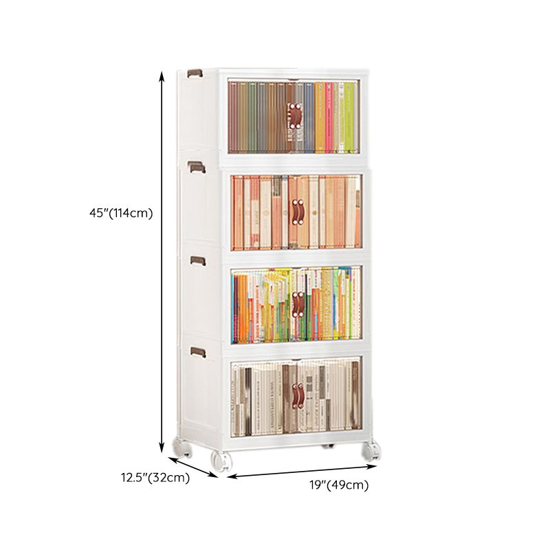 Contemporary Plastic Book Shelf Freestanding Standard Kids Bookshelf in White