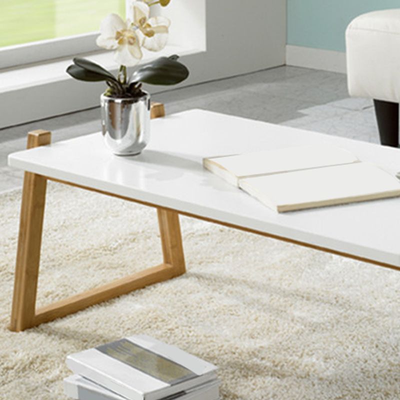 Contemporary Rectangle Top Coffee Table Wooden Sled Cocktail Table
