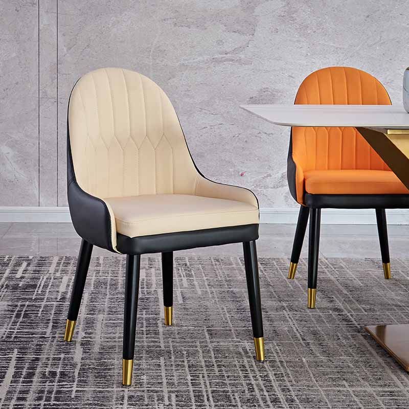 Sillas de comedor de estilo moderno Silla Parsons lateral con brazo de metal para cocina