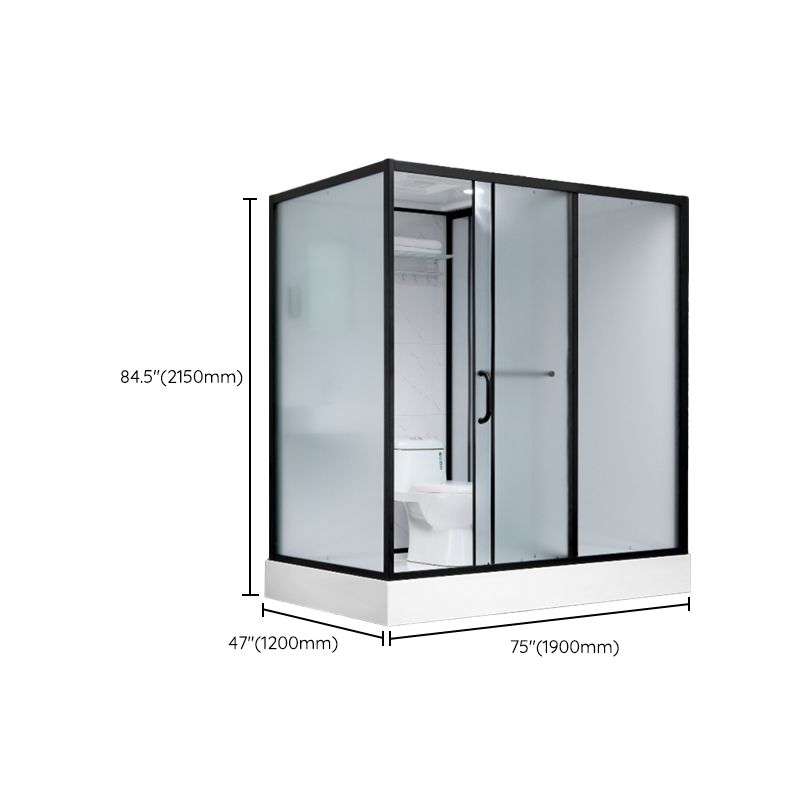 Shower Enclosure Clear Framed Single Sliding Rectangle Black Shower Stall