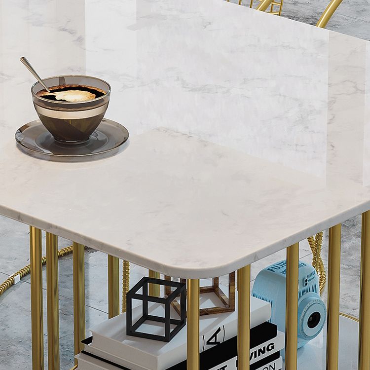 Mesa de comedor rectangular contemporáneo de metal Mesa de piedra sinterizada para cocina y comedor