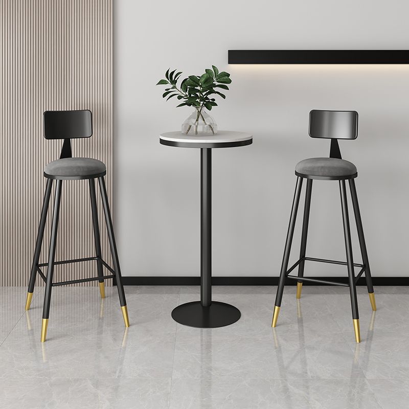 Modern Round Bar Table Set 1/3 Pcs Iron Frame Bar Table and Stools