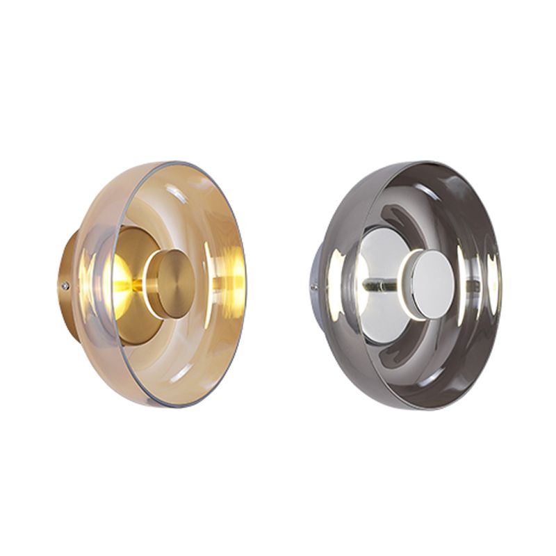 Glass Circular Wall Sconce Lights Modern Style 1 Light Wall Murd Mottes Lampes