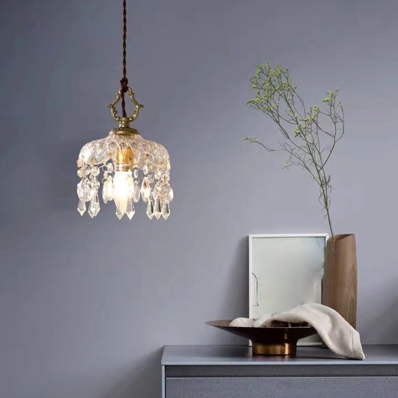 Modern Crystal Wall Sconce Flower Shape Vanity Lamp with Glass Shade for Bedroom