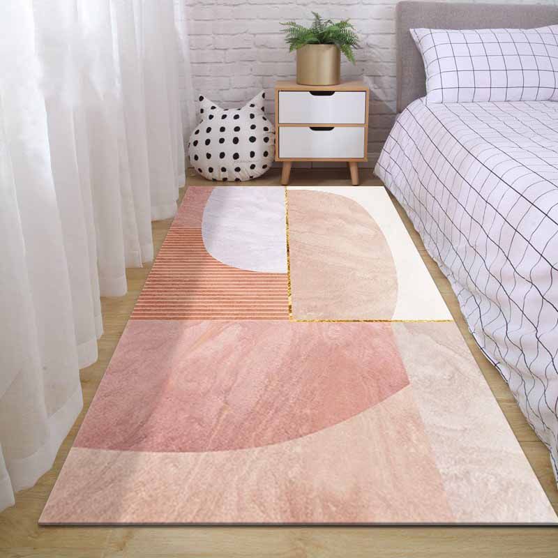 Pink Contemporary Rug Blending Color Lump Rug Stain Resistant Rug for Living Room