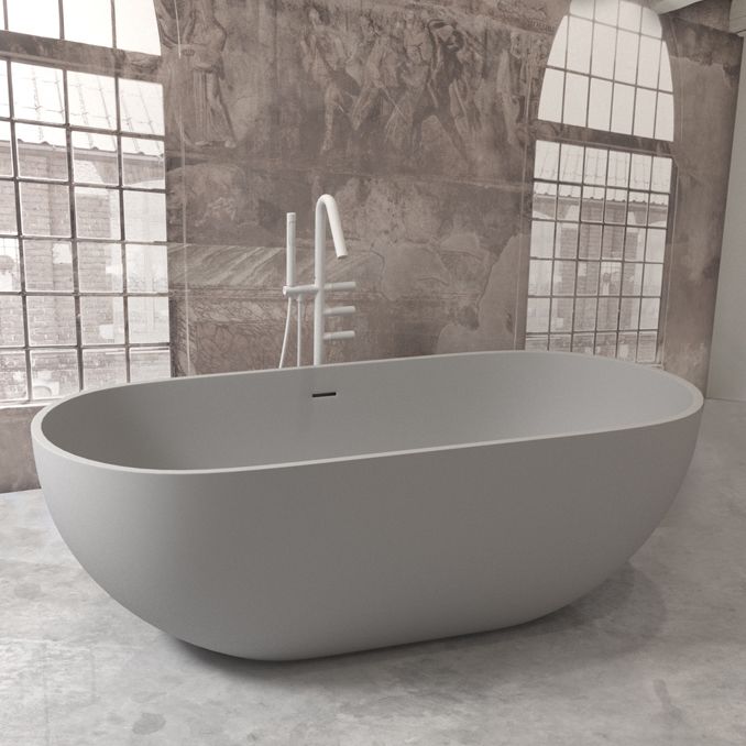 Modern Stone Bathtub Freestanding Soaking Bathtub , 29.53-inch Tall