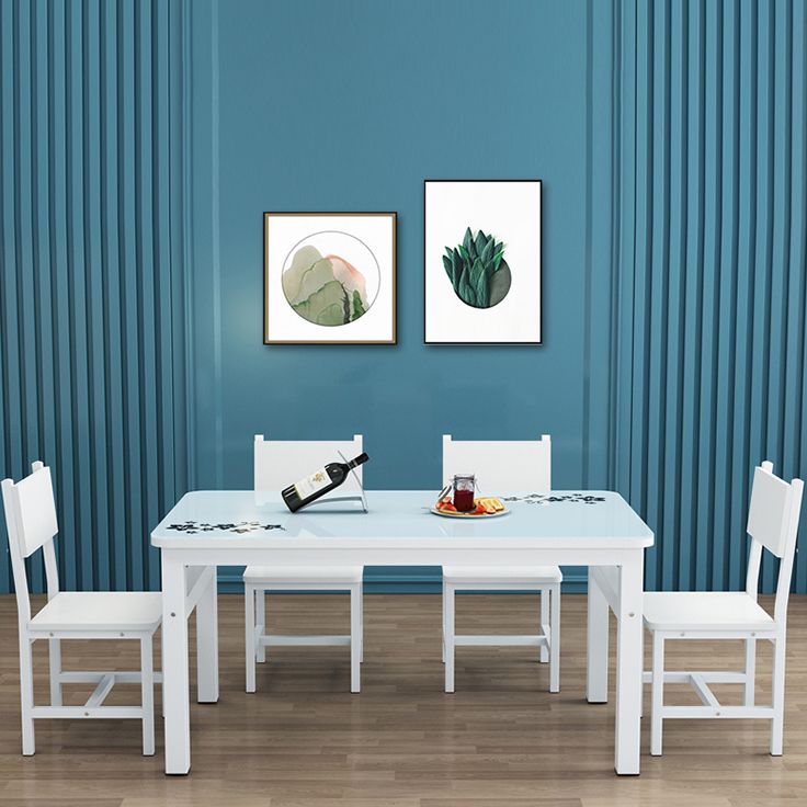 Metal Modern Rectangle Dining Table Glass Top Table for Dining Room and Kitchen