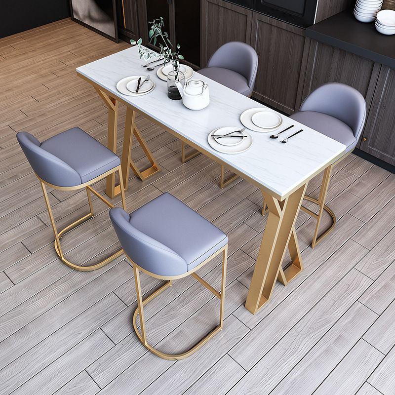 Contemporary 1/2/3/5/7 Pieces Bar Table Set Rectangle Stone Bar Table with Bar Stool