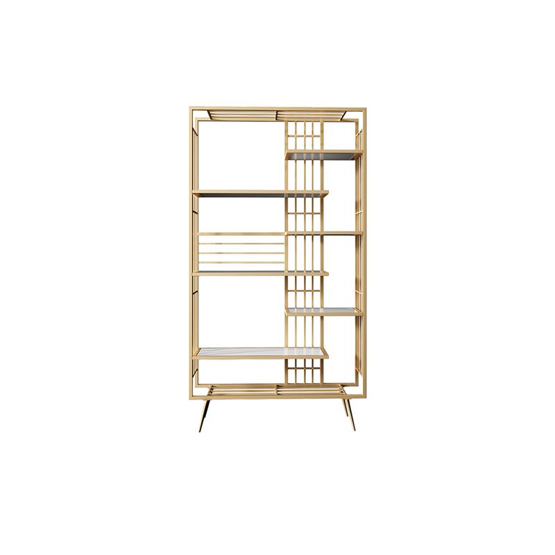 Modern Bookcase Metal Open Back Bookshelf with Shelves for Living Room
