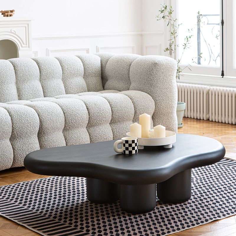 Scandinavian Free Form Solid Wood Coffee Table 11.8"H 4 Legs Cocktail Table