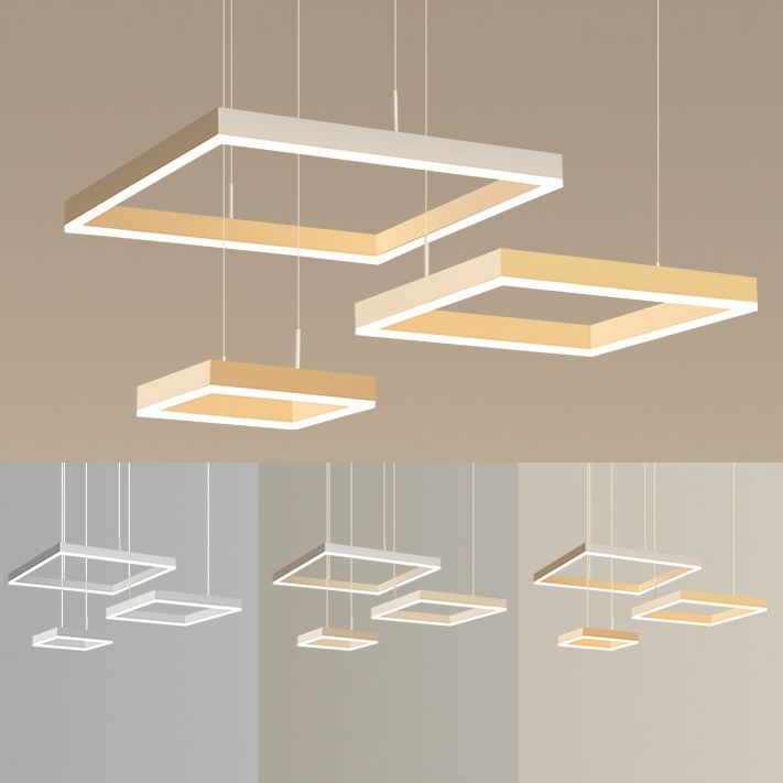 Moderne verlichting kroonluchters Meerdere vierkanten Opgeslepen verlichtingsarmaturen voor woonkamer