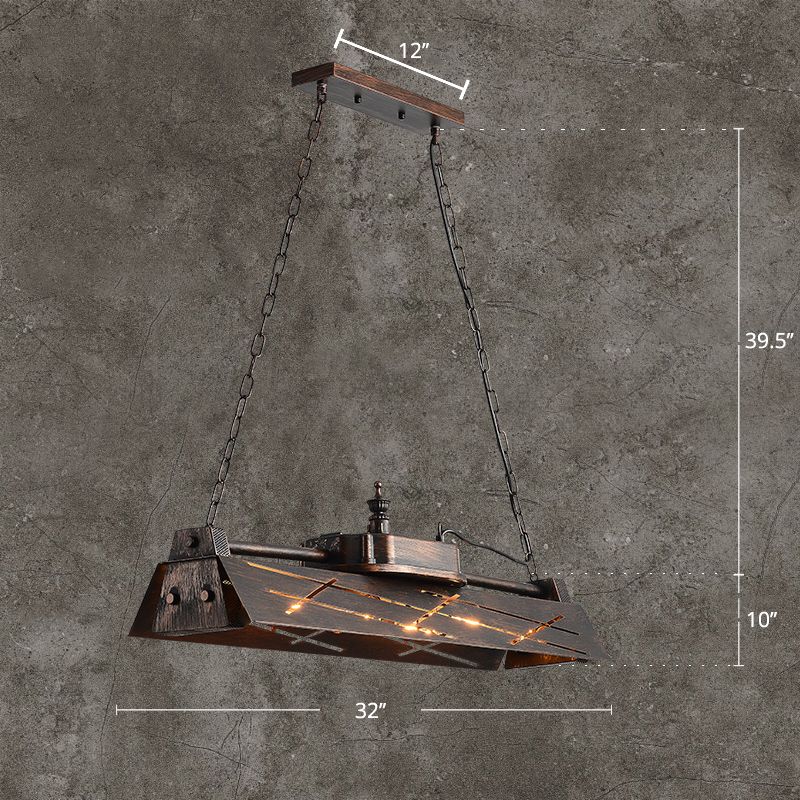 Metal Hollow-out Suspension Lamp Industrial 4-Light Dining Room Island Light Fixture