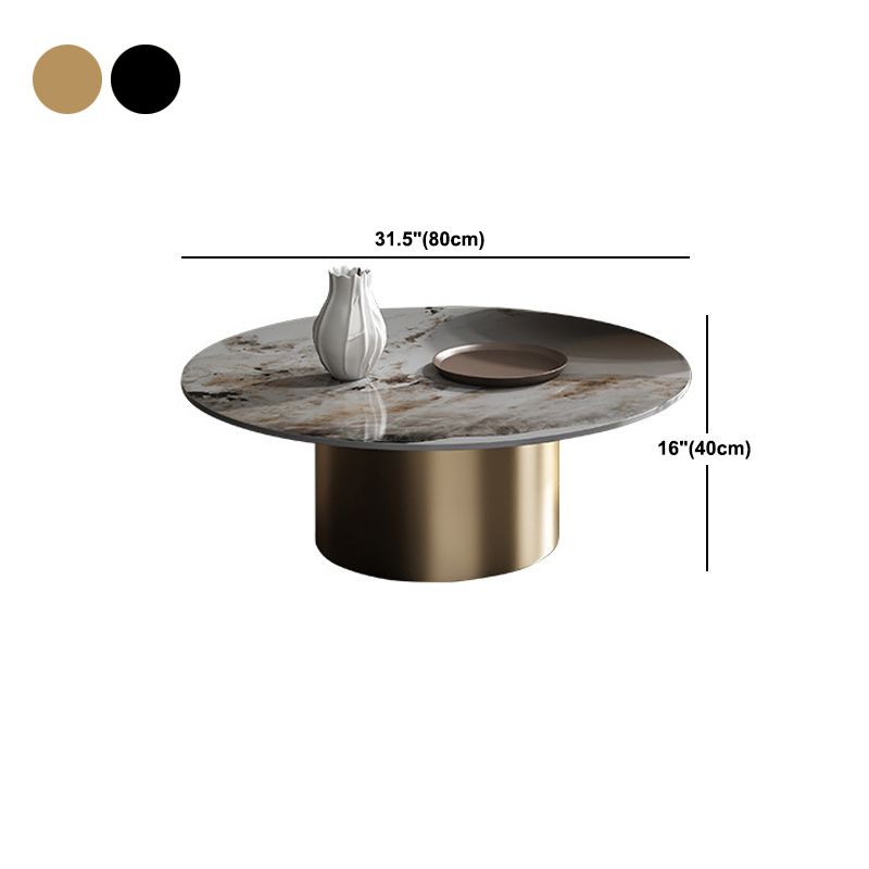 Glam Style Round Nesting Coffee Table Set with Steel Pedestal Base
