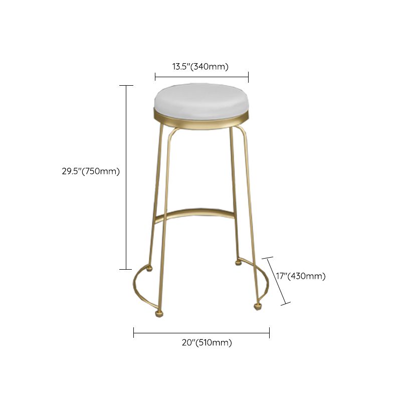 Armless Dining Stools Glam Upholstered Bar Stools with Metal Base