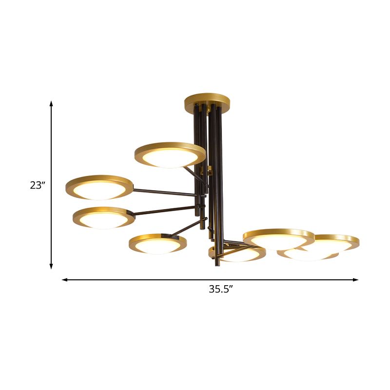 Black and Gold Round Ceiling Lighting Modernism 8 Lights Metal LED Chandelier Light with Spiral Design