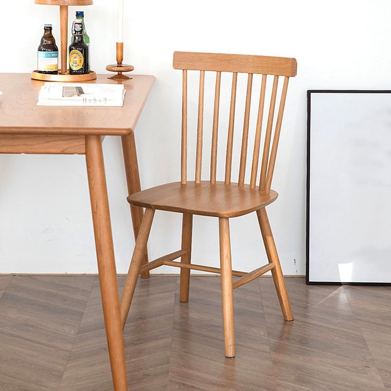 Contemporary Side Chair Rubberwood Dining Chairs with Slat Back